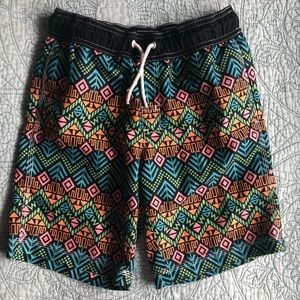 Gymboree Medium 7 8 Boys Neon Geometric Swim Trunks Shorts